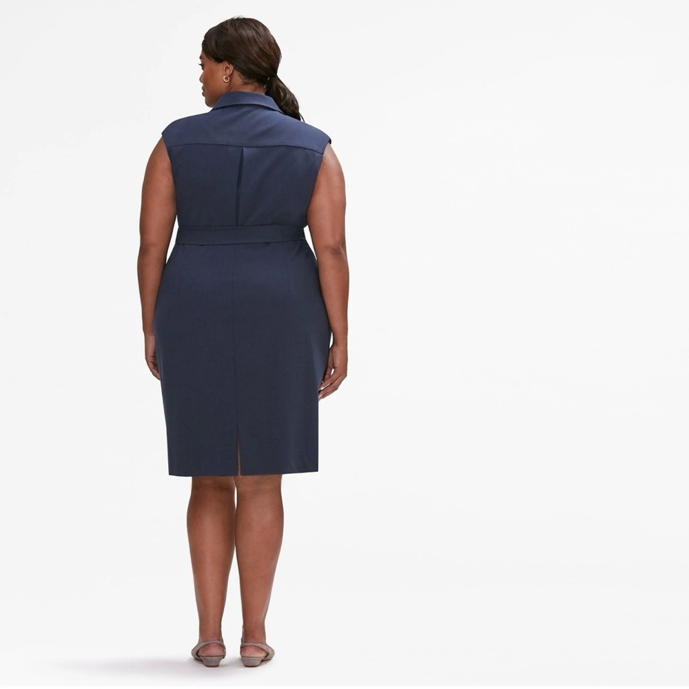 MM Lafleur Navy Catherine Dress Collared Midi Size 14 - Picture 4 of 16
